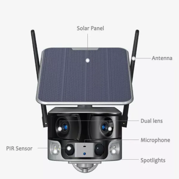4K Dual Lens 180° Super Wide-Angle 4G Solar Wireless Camera – Image 5