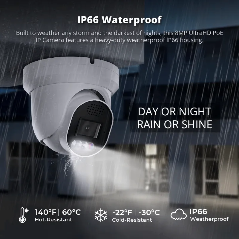 full color 8mp ip poe camera